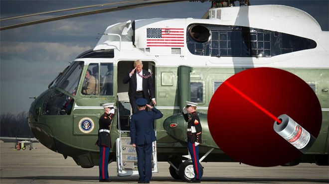 TRUMP'IN HELİKOPTERİNE LAZER TUTULDU